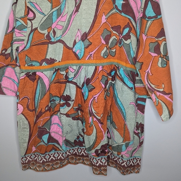 Eurorail by Tushar boutique boho European floral patterned dress size woman's L - Picture 6 of 7